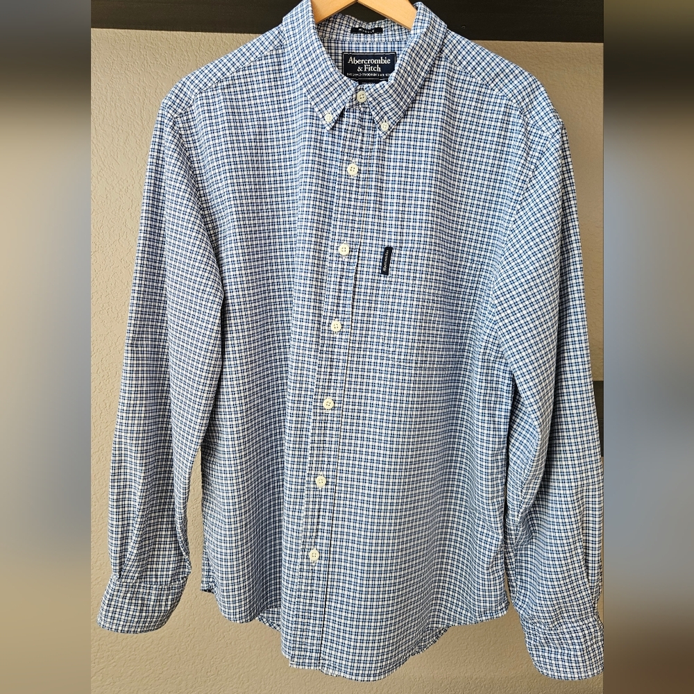Abercrombie & Fitch Blue Checkered Men's Muscle Shirt XL
